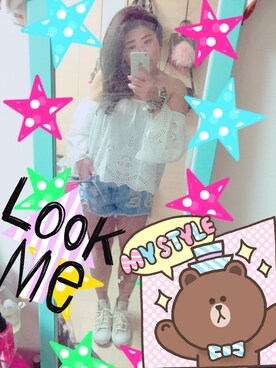 「ZARA（ザラ）のアイテム（Tシャツ/カットソー、ホワイト系）」を使った、taccoさん（レディース・155cm）の夏コーディネート