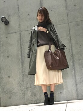 「IENA」｜「アイテム（トレンチコート）」を使った、naoさん（レディース・166cm）の冬コーディネート