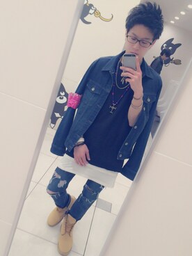 「COMME CA ISM（コムサイズム）のアイテム（デニムジャケット）」を使った、みすけさん（メンズ・165cm）の春コーディネート