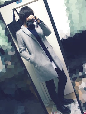 「アイテム（チェスターコート）」を使った、まもるさん（メンズ・182cm・10代）の秋コーディネート