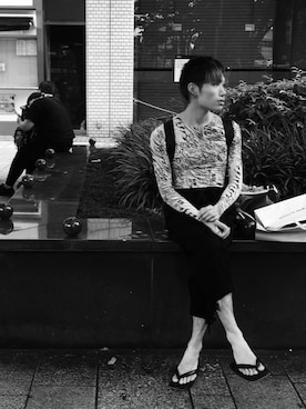 「COMME des GARCONS HOMME PLUS（コムデギャルソンオムプリュス）のアイテム（トップス、レッド系）」を使った、Kasuteraさん（メンズ）の秋コーディネート
