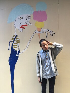 「REIGNING CHAMP（レイニングチャンプ）のアイテム（トップス）」を使った、ruttruttさん（メンズ・206cm）の秋コーディネート