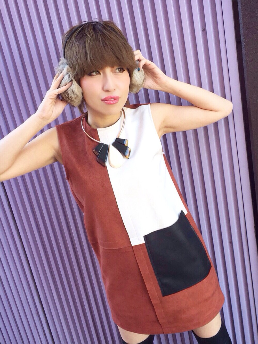 「ワンピース、レトロ、60’s、70's、名古屋、James」｜「Jamesのアイテム（ワンピース、ホワイト系）」を使った、James Yumi Esakiさん（レディース・157cm）の冬コーディネートの1枚目の写真