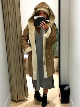 「アイテム（ムートンコート）」を使った、しののんさん（レディース・156cm・30代）の秋コーディネート