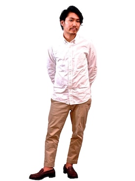 「アイテム（モカシン/デッキシューズ）」を使った、hair brace サイトウ タクミさん（メンズ・168cm・30代）の冬コーディネート