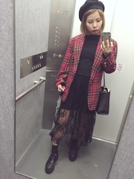 「タートルネック」｜「アイテム（ドレス）」を使った、まろさん（レディース・155cm）の春コーディネート