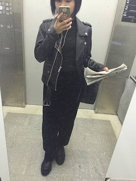 「chanel」｜「アイテム（ライダースジャケット）」を使った、まろさん（レディース・155cm）の秋コーディネート
