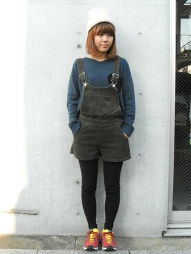 「Factor=（ファクターイコール）のアイテム（オールインワン・サロペット）」を使った、Nakamuraさん（レディース・156cm）の秋コーディネート