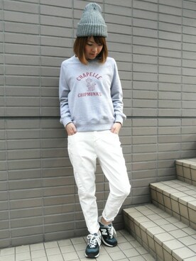 「Factor=（ファクターイコール）のアイテム（帽子）」を使った、Nakamuraさん（レディース・156cm）の冬コーディネート