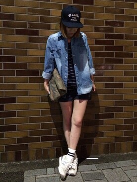 「Factor=（ファクターイコール）のアイテム（帽子）」を使った、Nakamuraさん（レディース・156cm）の夏コーディネート