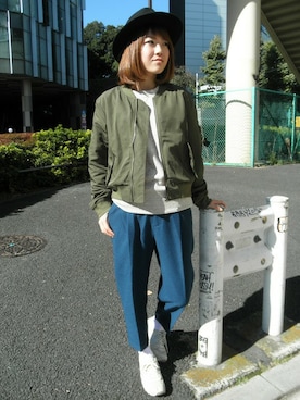 「ﾌﾞﾙｰﾊﾟﾝﾂ」｜「アイテム（ジャケット/アウター）」を使った、Nakamuraさん（レディース・156cm）の秋コーディネート