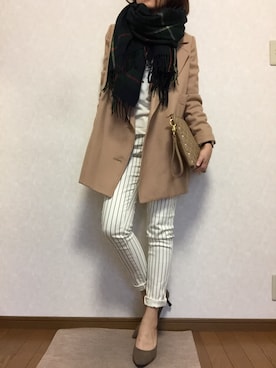 「31 Sons de mode（トランテアン　ソン　ドゥ　モード）のアイテム（チェスターコート）」を使った、kaorinnさん（レディース・158cm）の冬コーディネート