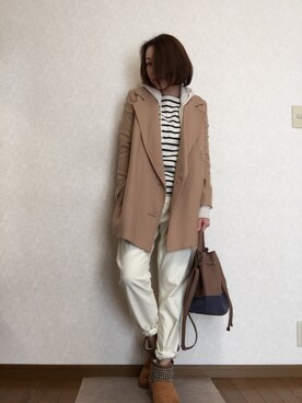 「31 Sons de mode（トランテアン　ソン　ドゥ　モード）のアイテム（チェスターコート）」を使った、kaorinnさん（レディース・158cm）の冬コーディネート