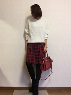 「タータンチェック」｜kaorinnさん（レディース・158cm）の冬コーディネート
