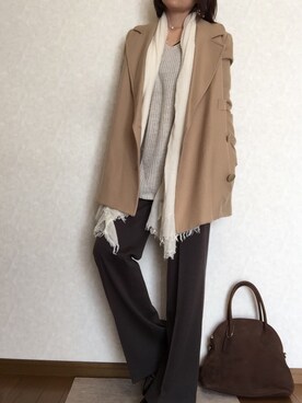 「31 Sons de mode（トランテアン　ソン　ドゥ　モード）のアイテム（チェスターコート）」を使った、kaorinnさん（レディース・158cm）の冬コーディネート