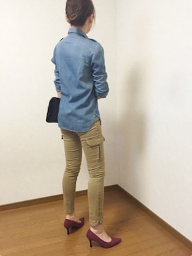 「ダンガリーシャツ」｜「アイテム（パンプス）」を使った、kaorinnさん（レディース・158cm）の秋コーディネート