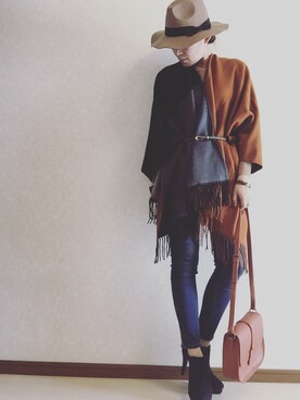 「coca（ANDEX shoes product）（コカ）のアイテム（帽子）」を使った、kaorinnさん（レディース・158cm）の秋コーディネート