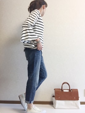 「coca（ANDEX shoes product）（コカ）のアイテム（Tシャツ/カットソー）」を使った、kaorinnさん（レディース・158cm）の春コーディネート