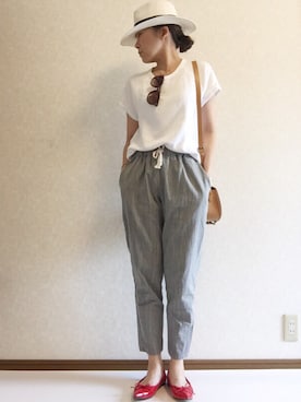 「coca（ANDEX shoes product）（コカ）のアイテム（パンツ）」を使った、kaorinnさん（レディース・158cm）の春コーディネート