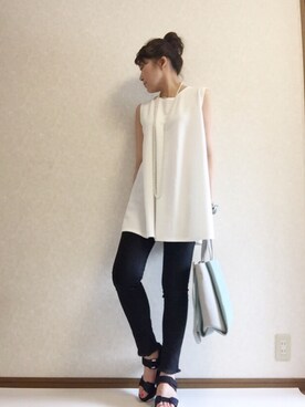 「coca（ANDEX shoes product）（コカ）のアイテム（Tシャツ/カットソー）」を使った、kaorinnさん（レディース・158cm）の春コーディネート