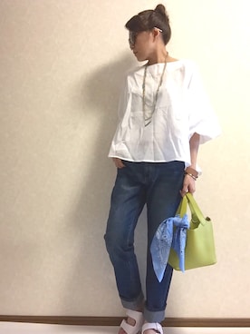 「バルーンスリーブ」｜kaorinnさん（レディース・158cm）の夏コーディネート