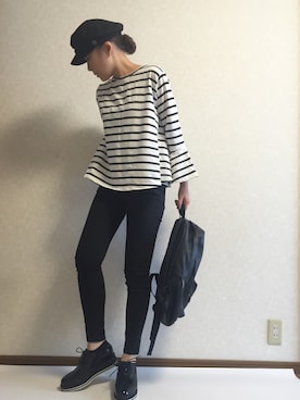 「coca（ANDEX shoes product）（コカ）のアイテム（Tシャツ/カットソー）」を使った、kaorinnさん（レディース・158cm）の秋コーディネート