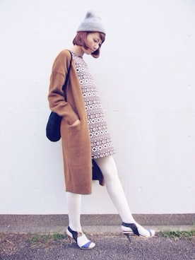 「グレーニット帽」｜「アイテム（ワンピース/ドレス）」を使った、eyeRONIMさん（レディース・165cm）の秋コーディネート