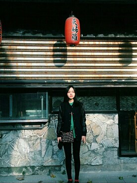 「ATMOSPHERE（アトモスフィア）のアイテム（ライダースジャケット）」を使った、kaicinjouさん（レディース・165cm）の春コーディネート