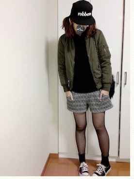 「AS KNOW AS plus（アズノゥアズプラス）のアイテム（ブルゾン）」を使った、ちーゆーさん（レディース・165cm）の冬コーディネート
