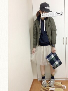 「AS KNOW AS plus（アズノゥアズプラス）のアイテム（ブルゾン）」を使った、ちーゆーさん（レディース・165cm）の冬コーディネート