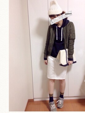 「AS KNOW AS plus（アズノゥアズプラス）のアイテム（ブルゾン）」を使った、ちーゆーさん（レディース・165cm）の春コーディネート