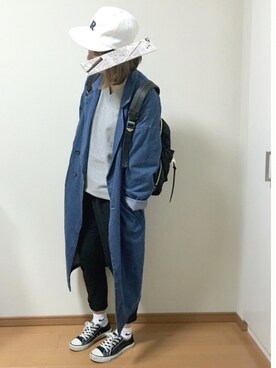「Factor=（ファクターイコール）のアイテム（帽子）」を使った、ちーゆーさん（レディース・165cm）の春コーディネート