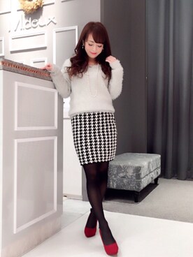 「M.deux（エムドゥ）のアイテム（ニット/セーター）」を使った、Shiori   さん（レディース・148cm）の冬コーディネート