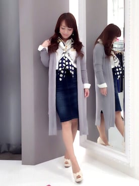 「M.deux（エムドゥ）のアイテム（カーディガン/ボレロ）」を使った、Shiori   さん（レディース・148cm）の春コーディネート