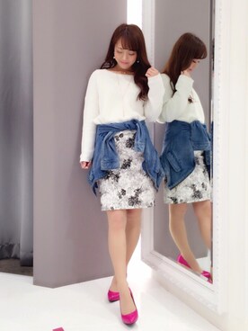 「M.deux（エムドゥ）のアイテム（ニット/セーター）」を使った、Shiori   さん（レディース・148cm）の春コーディネート