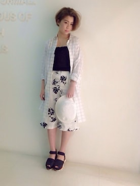 「SNIDEL（スナイデル）のアイテム（帽子）」を使った、reia uchiyamaさん（レディース・161cm）の春コーディネート