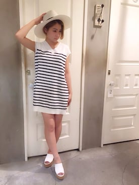 「SNIDEL（スナイデル）のアイテム（帽子）」を使った、reia uchiyamaさん（レディース・161cm）の春コーディネート