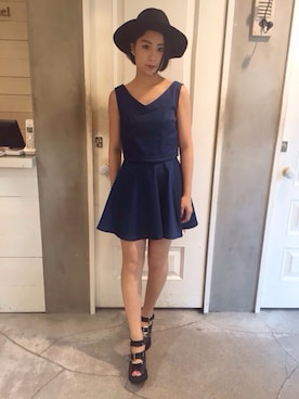 「SNIDEL（スナイデル）のアイテム（帽子）」を使った、reia uchiyamaさん（レディース・161cm）の夏コーディネート