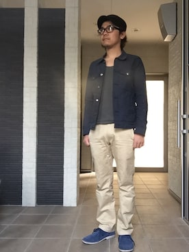 「ワークキャップ」｜「アイテム（ブルゾン）」を使った、akira さん（メンズ・169cm）の春コーディネート
