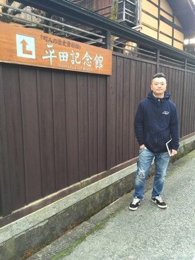 「fragment design（フラグメントデザイン）のアイテム（パンツ）」を使った、Raymond L Kingさん（メンズ・174cm）の冬コーディネート