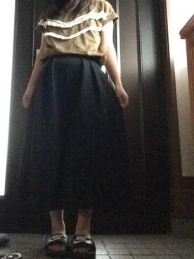 「RAY CASSIN（レイカズン）のＷフリンジプルオーバー（Tシャツ/カットソー、グリーン系）」を使った、るん。さん（レディース・148cm）の夏コーディネート