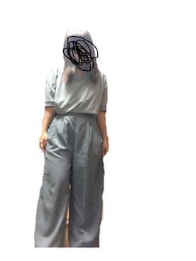 「LEPSIM（レプシィム）の【WEB限定特別価格】カノコVネックプルオーバーSS　566018（Tシャツ/カットソー、グレー系）」を使った、るん。さん（レディース・148cm）の秋コーディネート