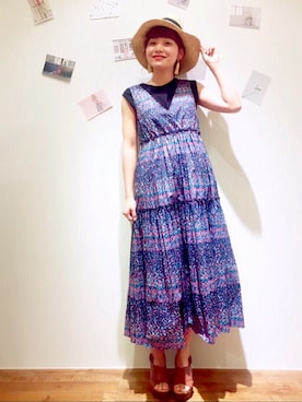 「マキシワンピ」｜Dot＆Stripes CHILDWOMANさん（レディース・160cm）の春コーディネート