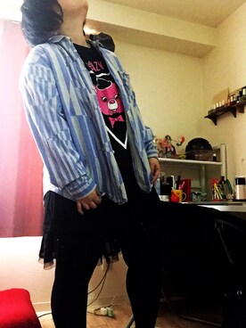 「HELL CAT PUNKS（ヘルキャットパンクス）のアイテム（トップス）」を使った、m2aitasuさん（レディース・162cm）の夏コーディネート