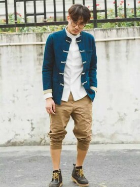 「アイテム（その他アウター）」を使った、毛多半鹿さん（メンズ・179cm・20代）の秋コーディネート