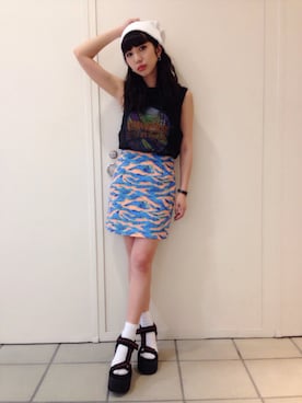 「アイテム（タンクトップ）」を使った、Kasumi さん（レディース・150cm）の春コーディネート