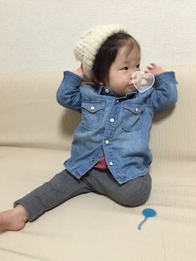 「グレーパンツ」｜*Miiiii*さん（キッズ・70cm）の秋コーディネート