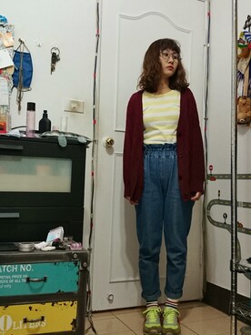 「アイテム（ノーカラージャケット）」を使った、A-saさん（レディース・155cm）の秋コーディネート