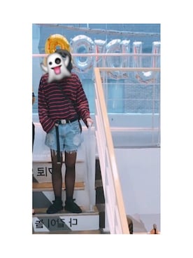 「韓国旅行」｜「アイテム（Tシャツ/カットソー）」を使った、마さん（レディース・155cm）の秋コーディネート