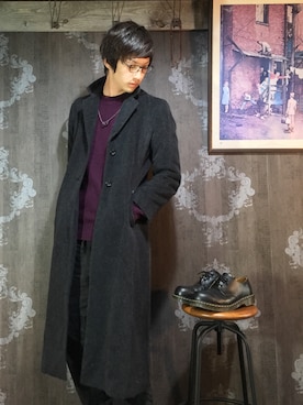 「カシミヤ」｜「アイテム（その他シューズ）」を使った、ほりほりさん（メンズ・183cm）の秋コーディネート